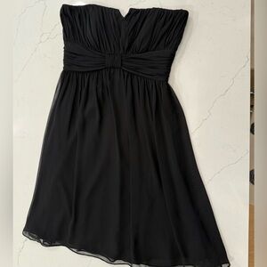 WHBM Strapless Chiffon Ruched Cocktail Dress Sweetheart Neckline Black size 6